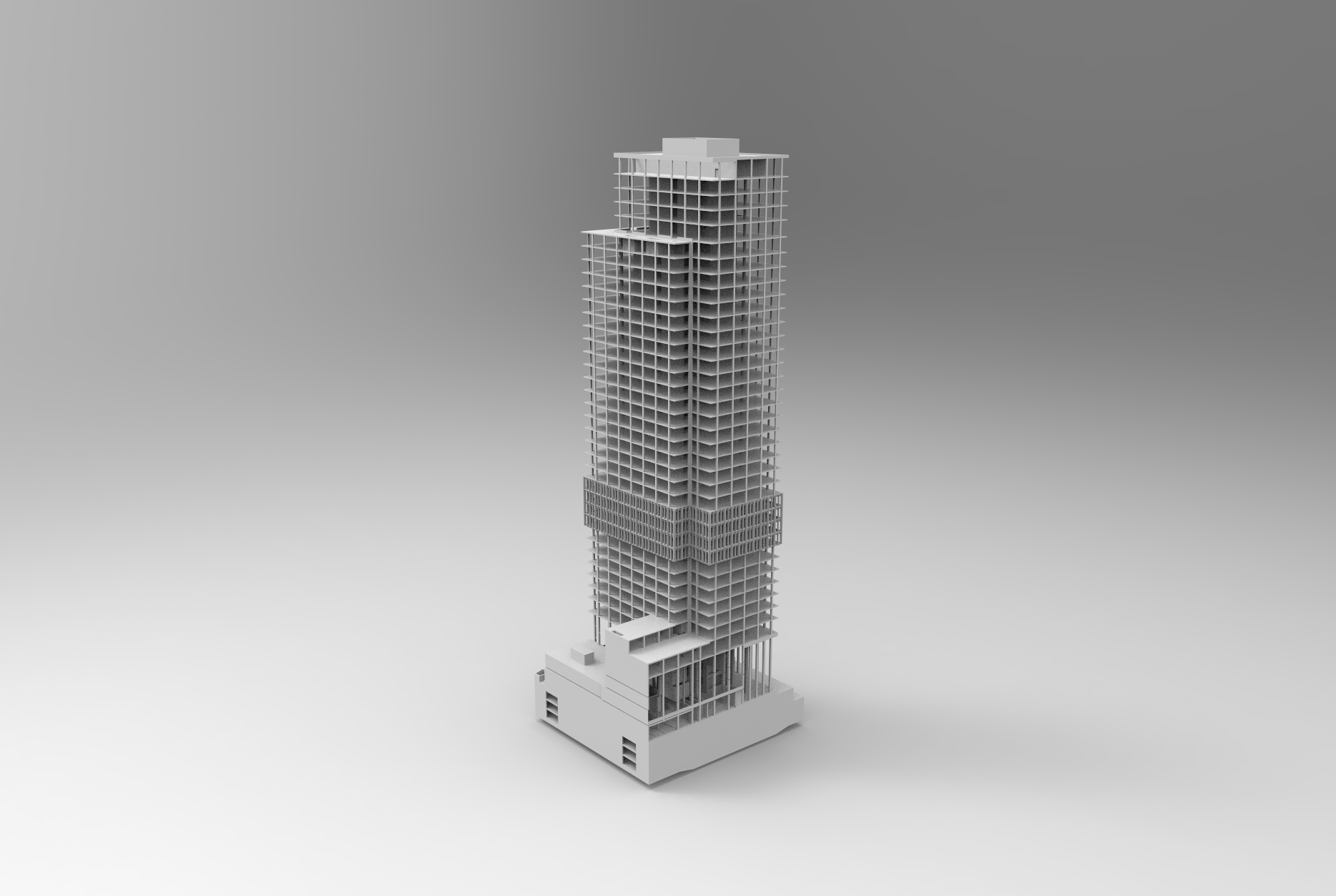 Greyscale render of a highrise
